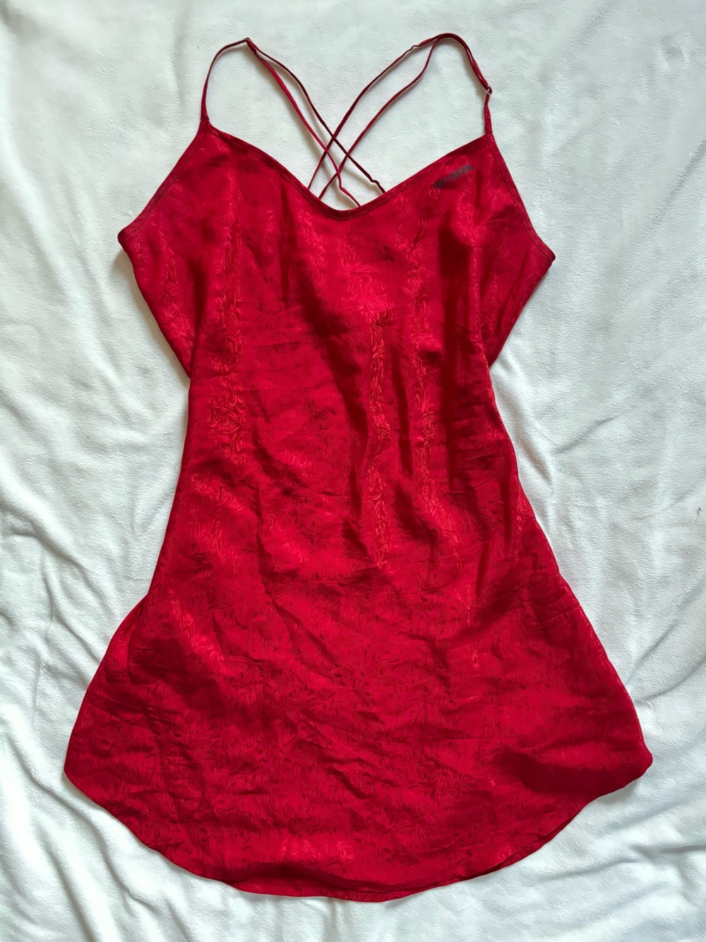 RARE Vintage Y2K Harley Davidson Red Silk Slip Dress
